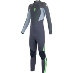 Outlet Wetsuit Zone Store 22 Alder Junior Stealth 5/4/3mm BZ Fullsuit Wetsuit - Jet Black / Lime