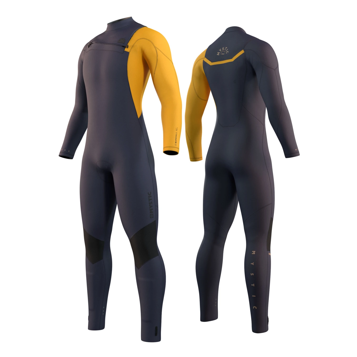 Mystic MARSHALL 3/2 GBS Front Zip Wetsuit - Mustard/Blue 2 Mystic MARSHALL 3/2 GBS Front Zip Wetsuit - Mustard/Blue - Image 2