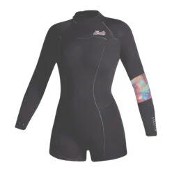 Outlet Wetsuit Zone Store 15 Mystic Womens Lunar 2/2mm Back-Zip Longarm Shorty Wetsuit - Dark Grey