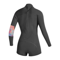 Outlet Wetsuit Zone Store -Outlet Wetsuit Zone Store 2022 Mystic Womens Lunar Long Arm Shorty Wetsuit Grey 2
