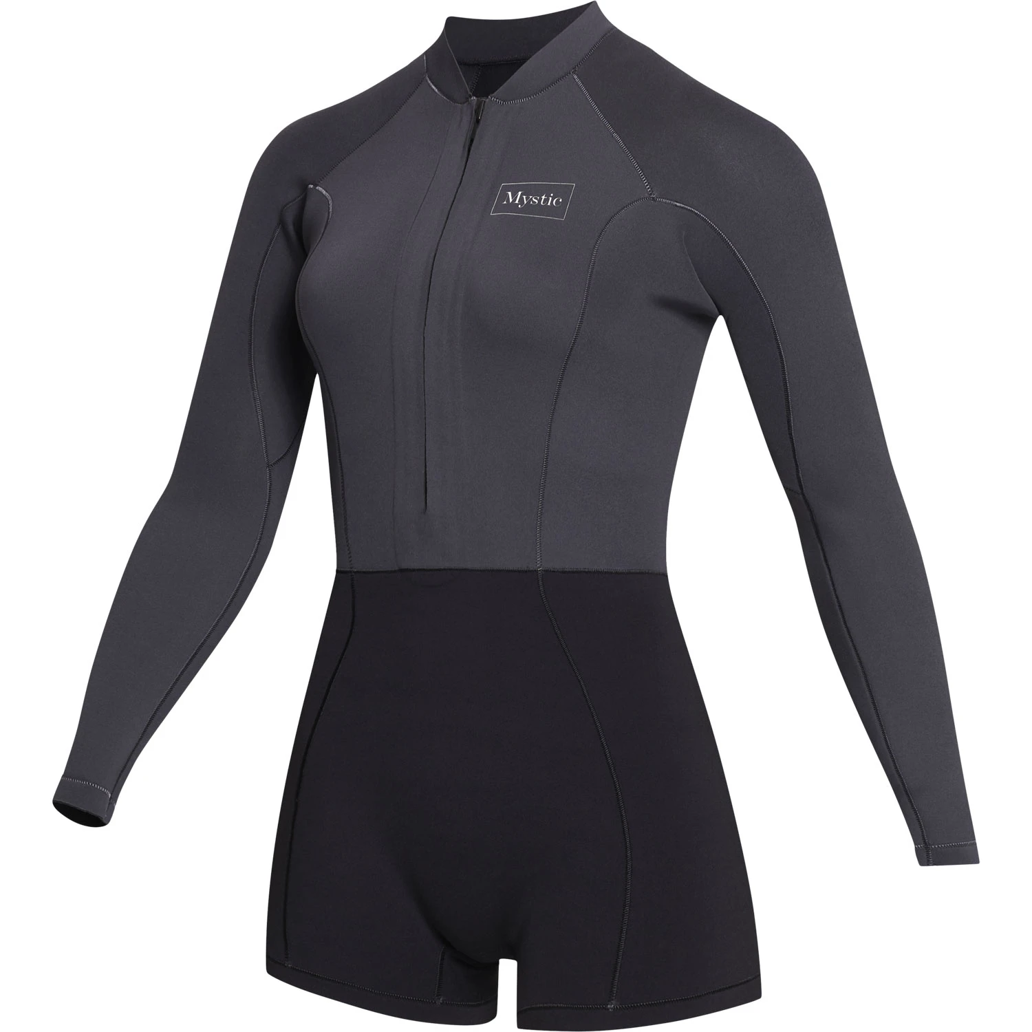 Mystic Womens Lunar 2/2mm Front-Zip Longarm Shorty Wetsuit - Black 1 Mystic Womens Lunar 2/2mm Front-Zip Longarm Shorty Wetsuit - Black