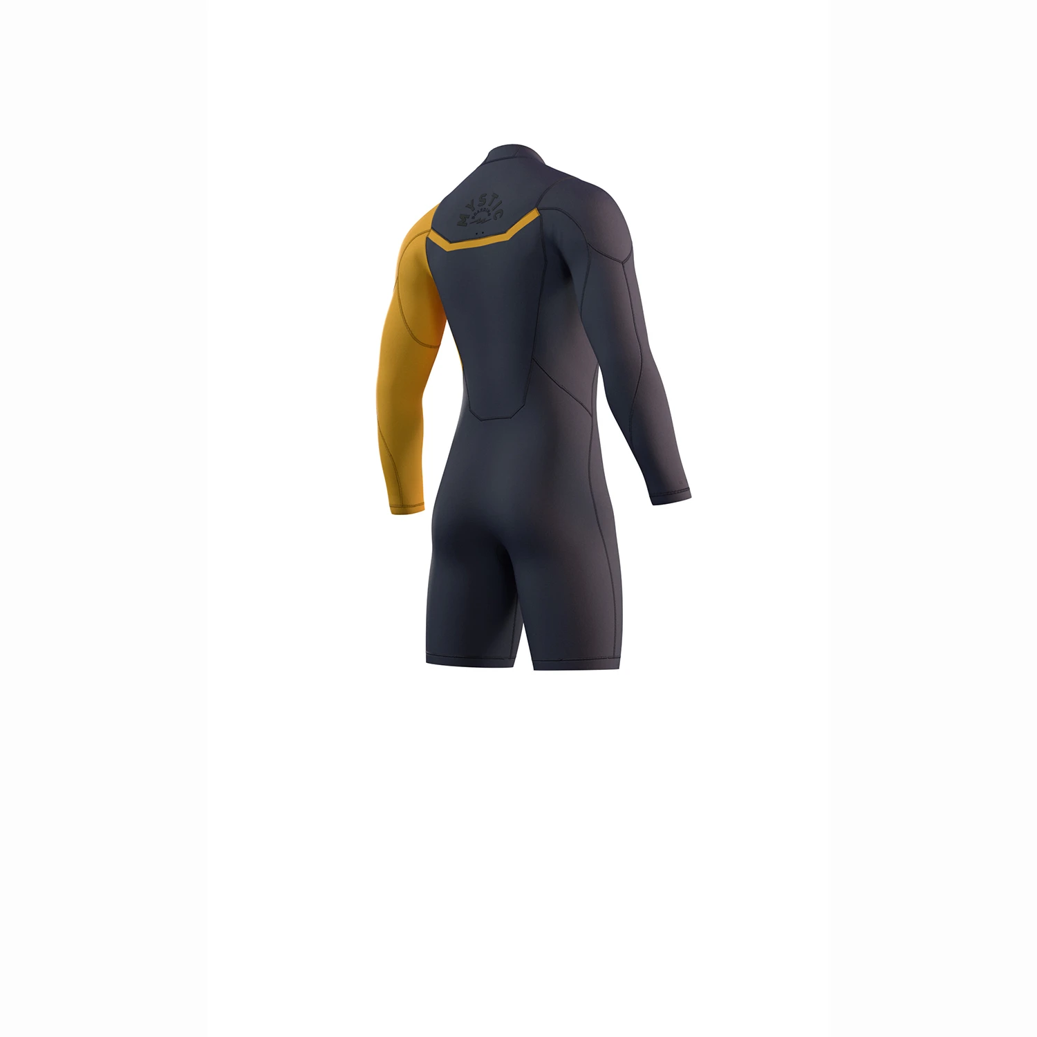 Mystic Marshall 3/2 GBS Front-Zip Longarm Shorty Wetsuit - Blue / Mustard 2 Mystic Marshall 3/2 GBS Front-Zip Longarm Shorty Wetsuit - Blue / Mustard - Image 2
