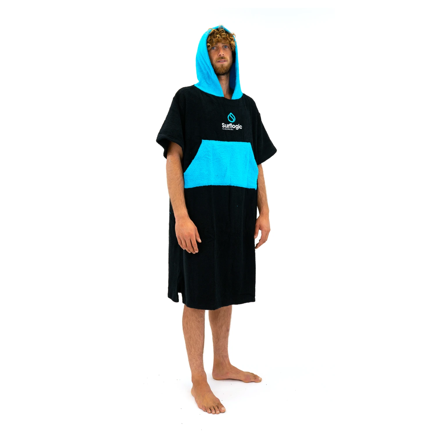 Surflogic Poncho / Changing Robe - Black/Cyan 2 Surflogic Poncho / Changing Robe - Black/Cyan - Image 2